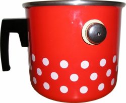METALAC smaltovaný mlékovar červený s puntíky, objem 2 litry 