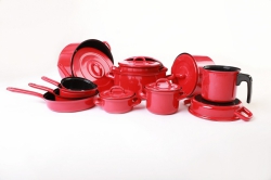 Olymp sada smaltovaného nádobí červený BERYL, 12 kusů 